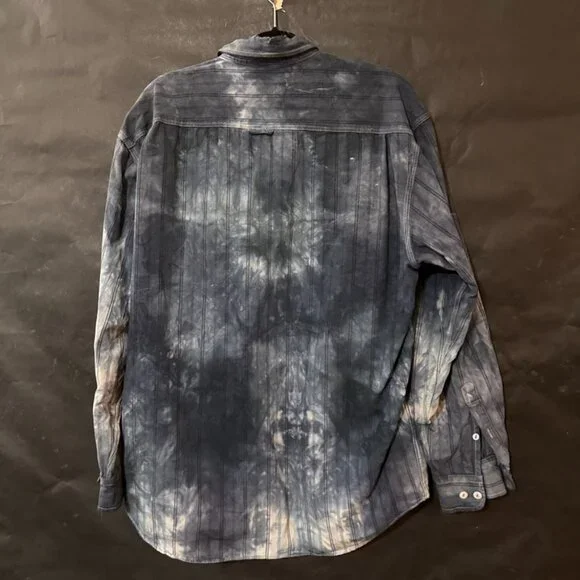 Grunge Banana Republic Shirt Button Up Collar Size Large Blue Tied Dyed Cotton - Picture 7 of 7